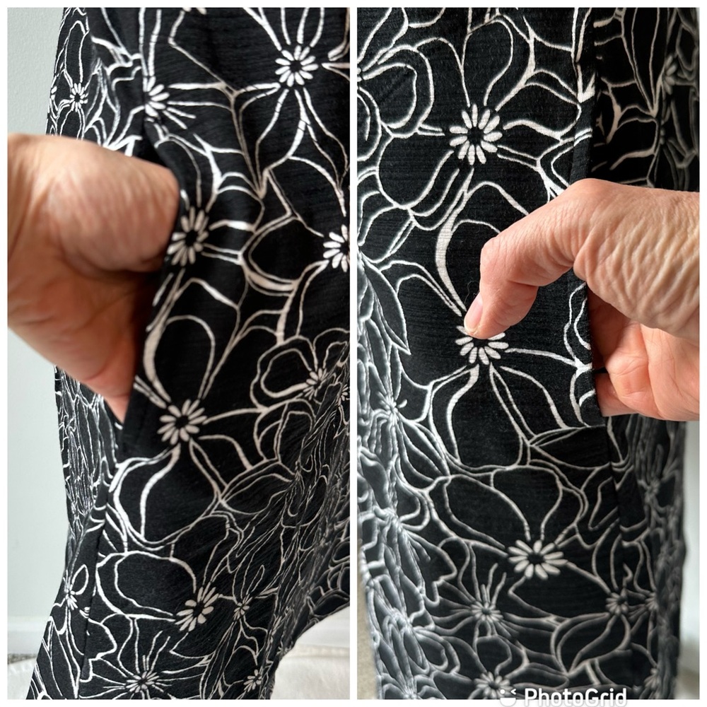 T by Talbot’s Women’s UPF 50 Black White Floral Cross Back Cozy Shift Dress, Med - Picture 8 of 16